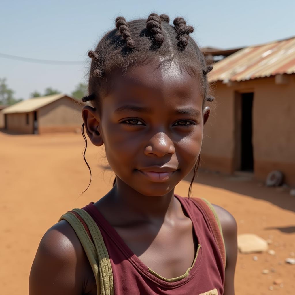 African Girl Facing Poverty and Vulnerability