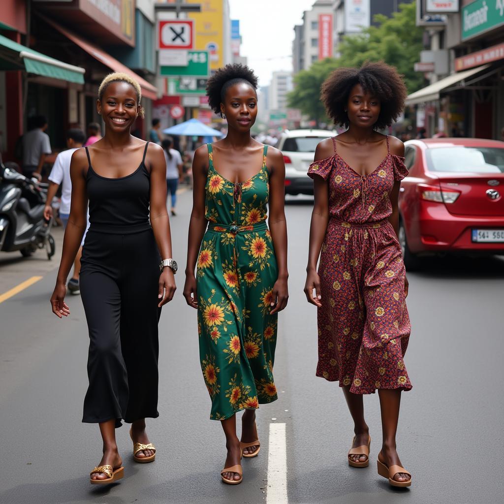 African girls navigating the streets of Bangkok