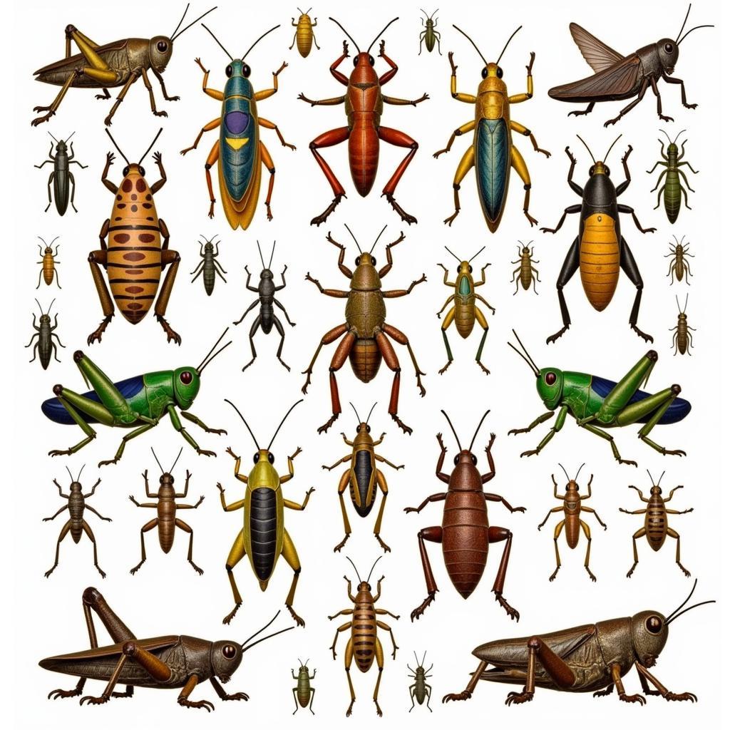 Diverse African Grasshopper Species in Their Natural Habitats