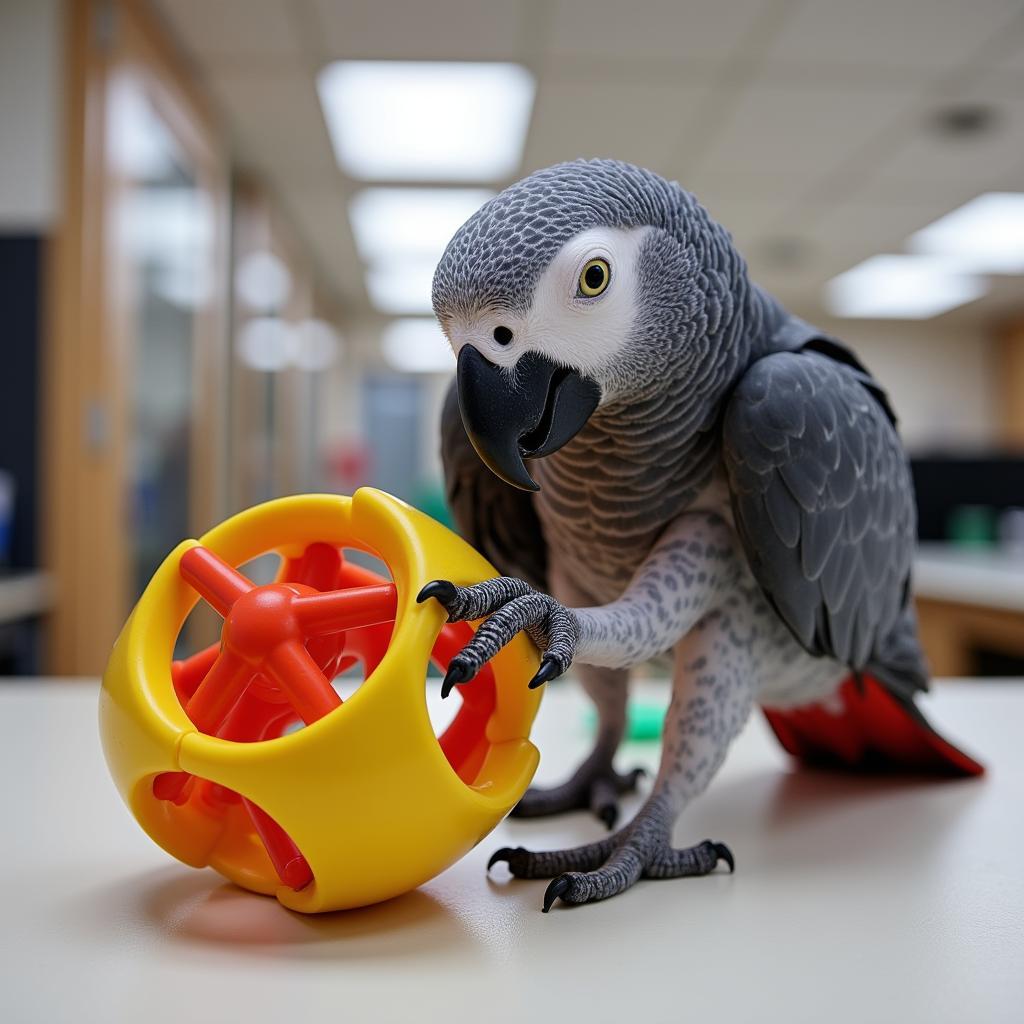 African Gray Parrot Demonstrating Cognitive Abilities