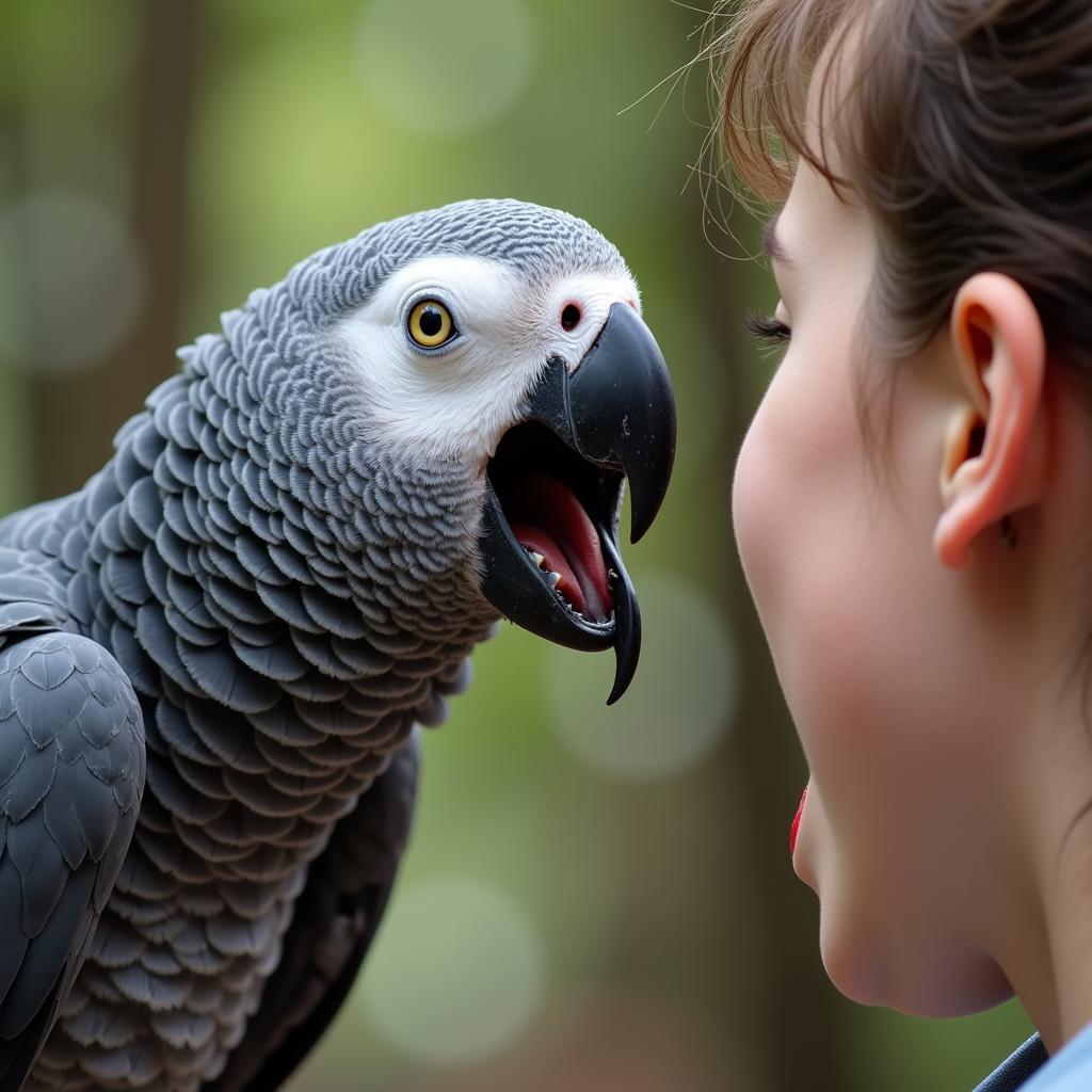 African Grey Parrot Communicating