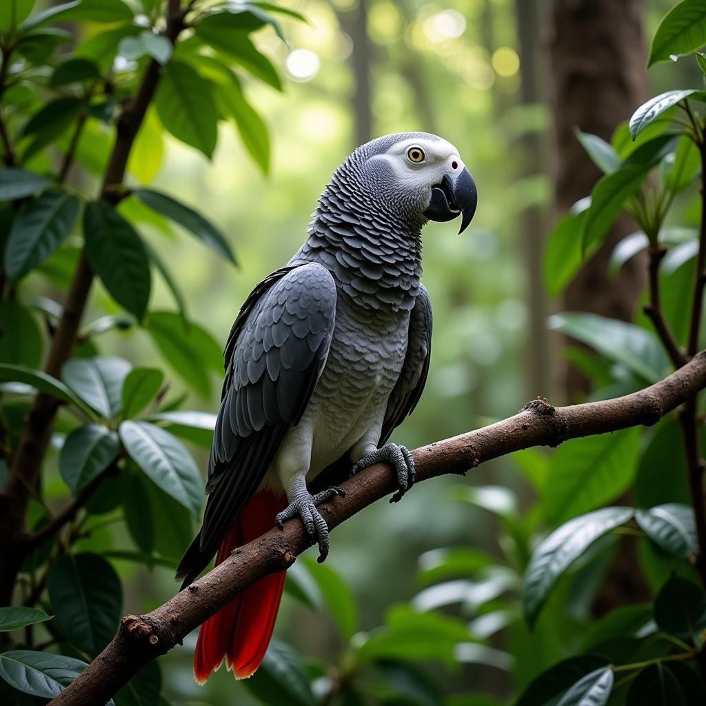 African Grey Parrot in its Native Habitat