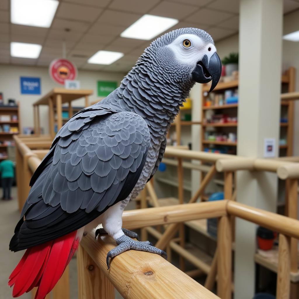 African Grey Parrot in an Indiana Pet Store