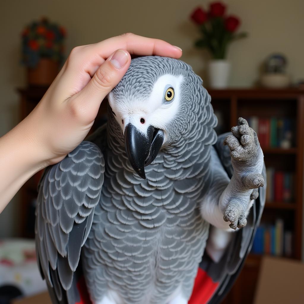 African Grey parrot scratching due to dry skin