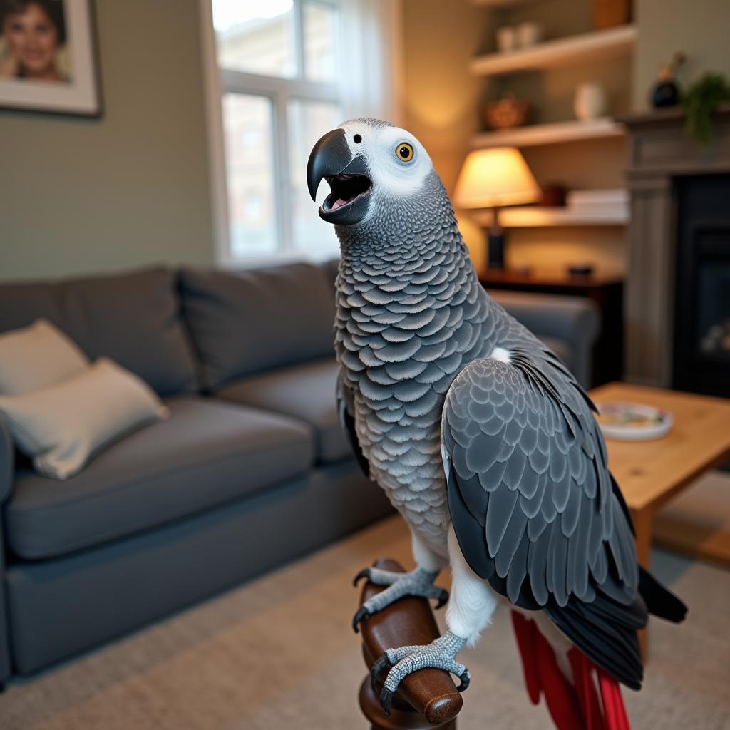 African Grey Parrot Mimicking Human Speech