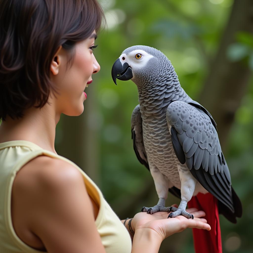 African Grey Parrot Named Mithu