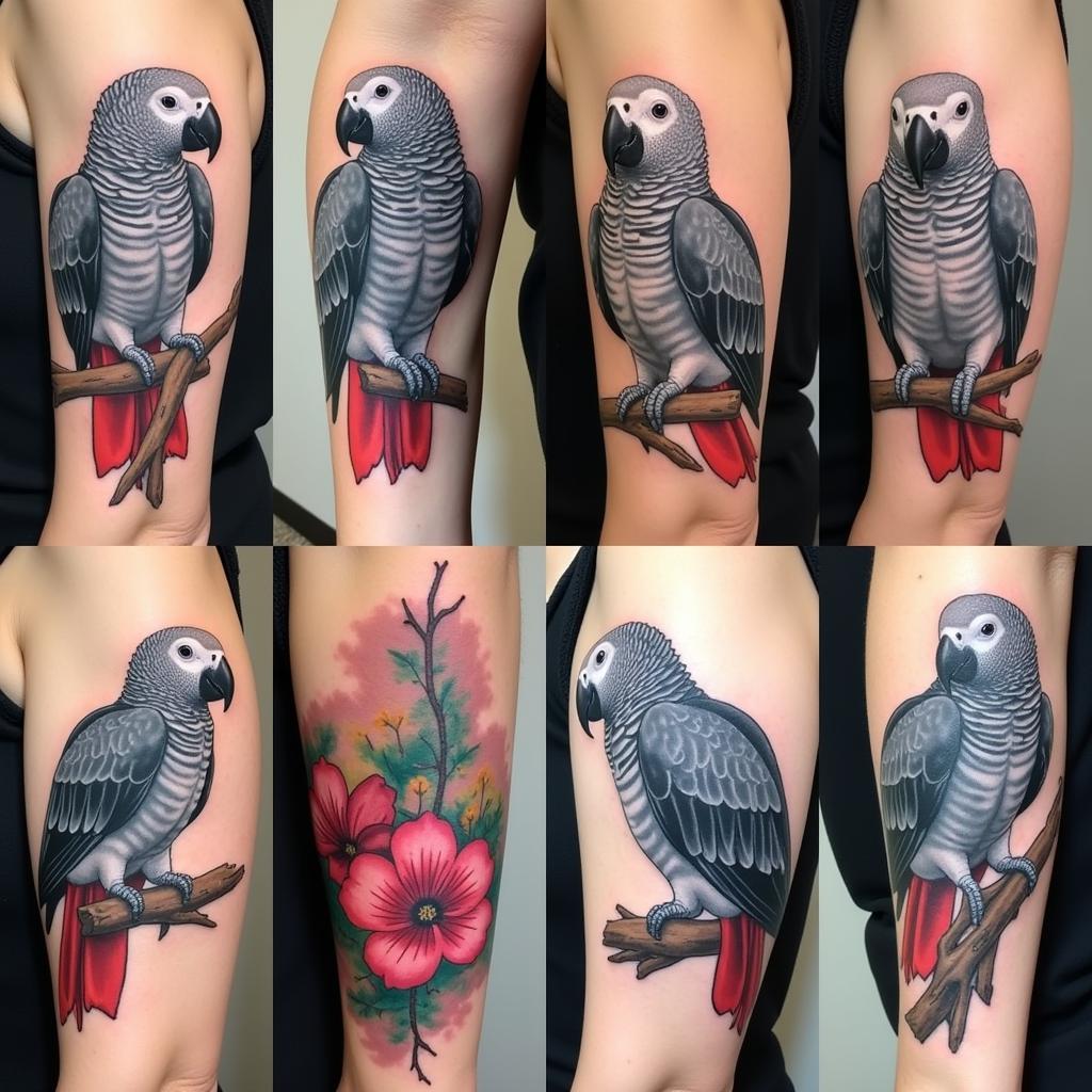 African Grey Parrot Tattoo Ideas