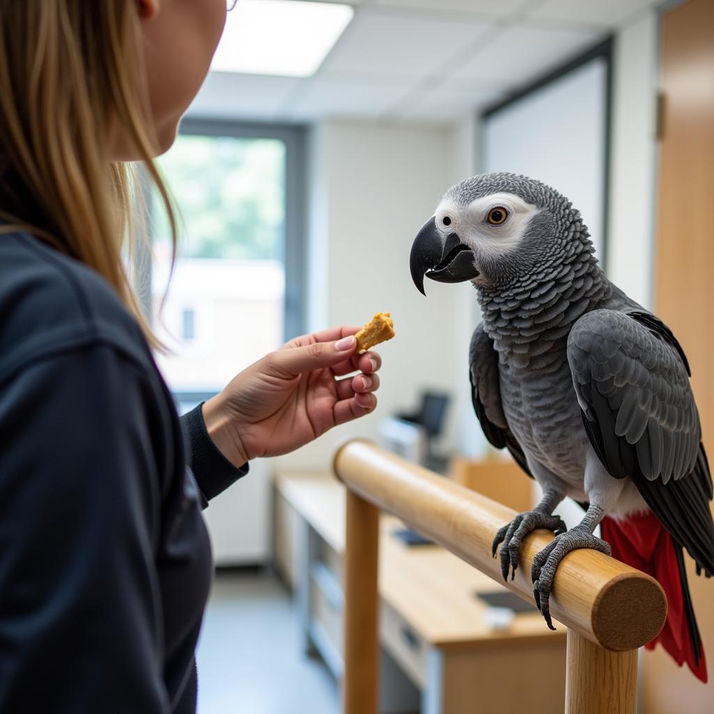 African Grey Parrot Training Session