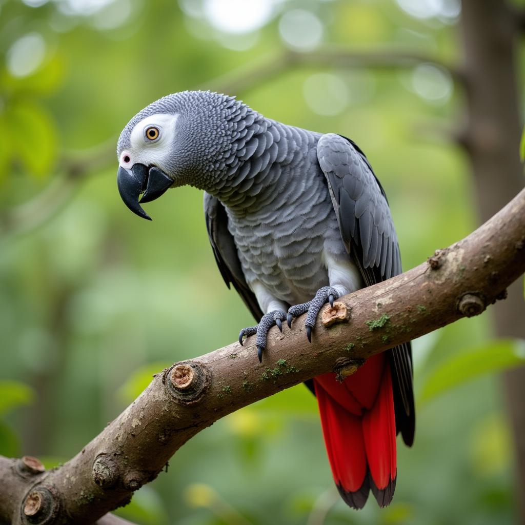 African Grey Parrot Mimicking Woodpecker Drumming