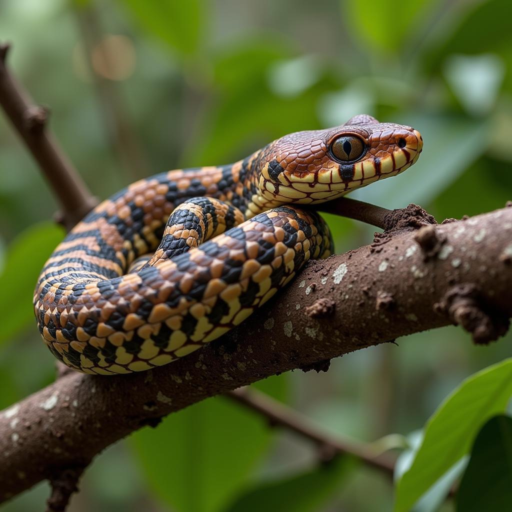 African Hairy Bush Viper Hunting in Trees