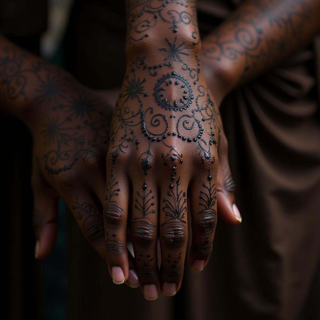 African Hand with Traditional Patterns