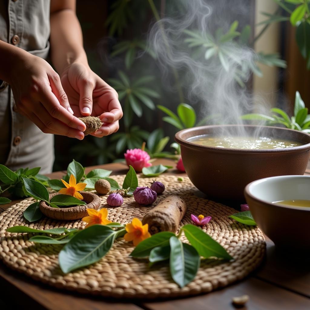 Preparing a Traditional African Herbal Bath