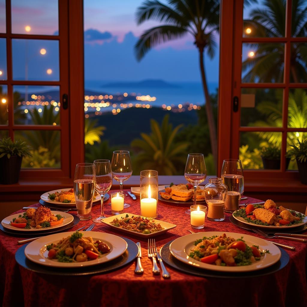 Dining experience at an African hill resort ho