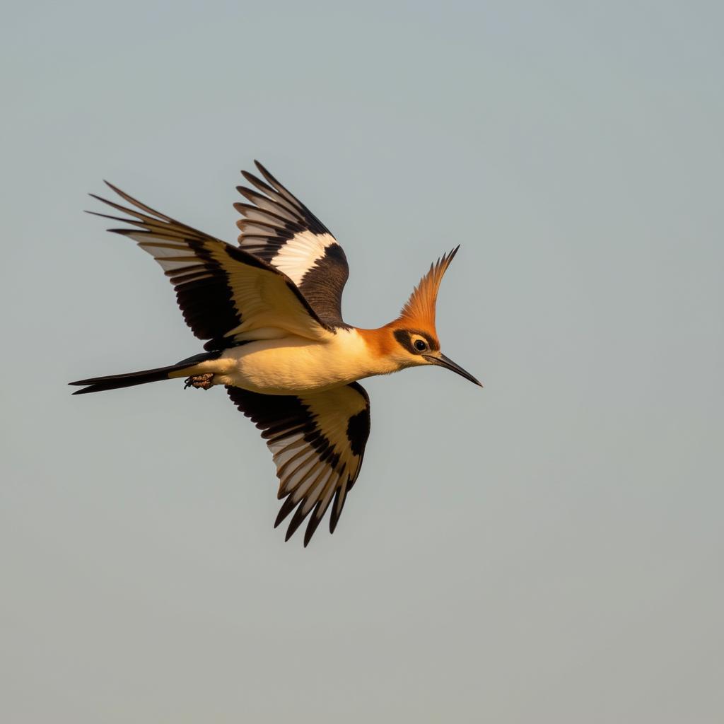 African hoopoe in flight