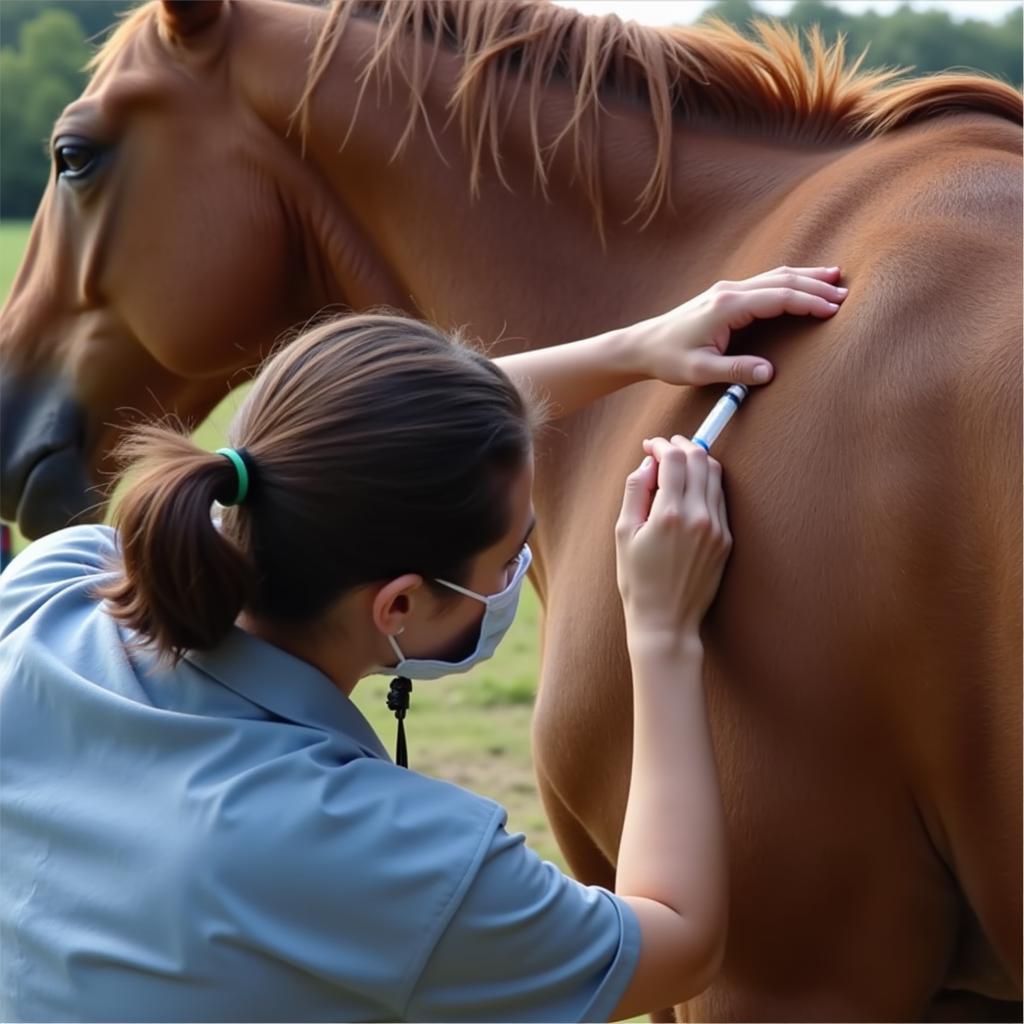 Veterinarian Administering AHS Vaccine