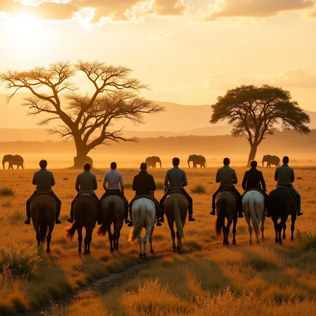 A close encounter with wildlife during an African horseback safari near Maun