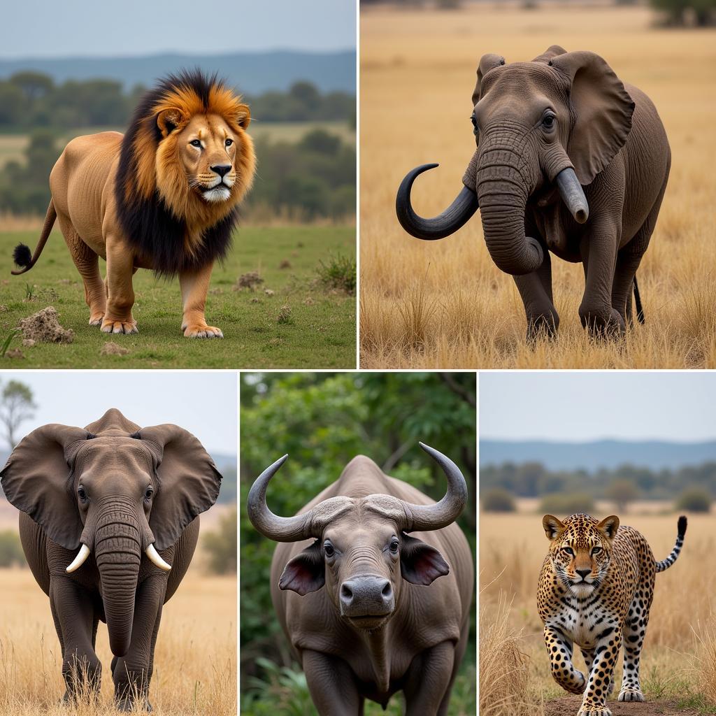 Big Five Animals in African Hunting Safari