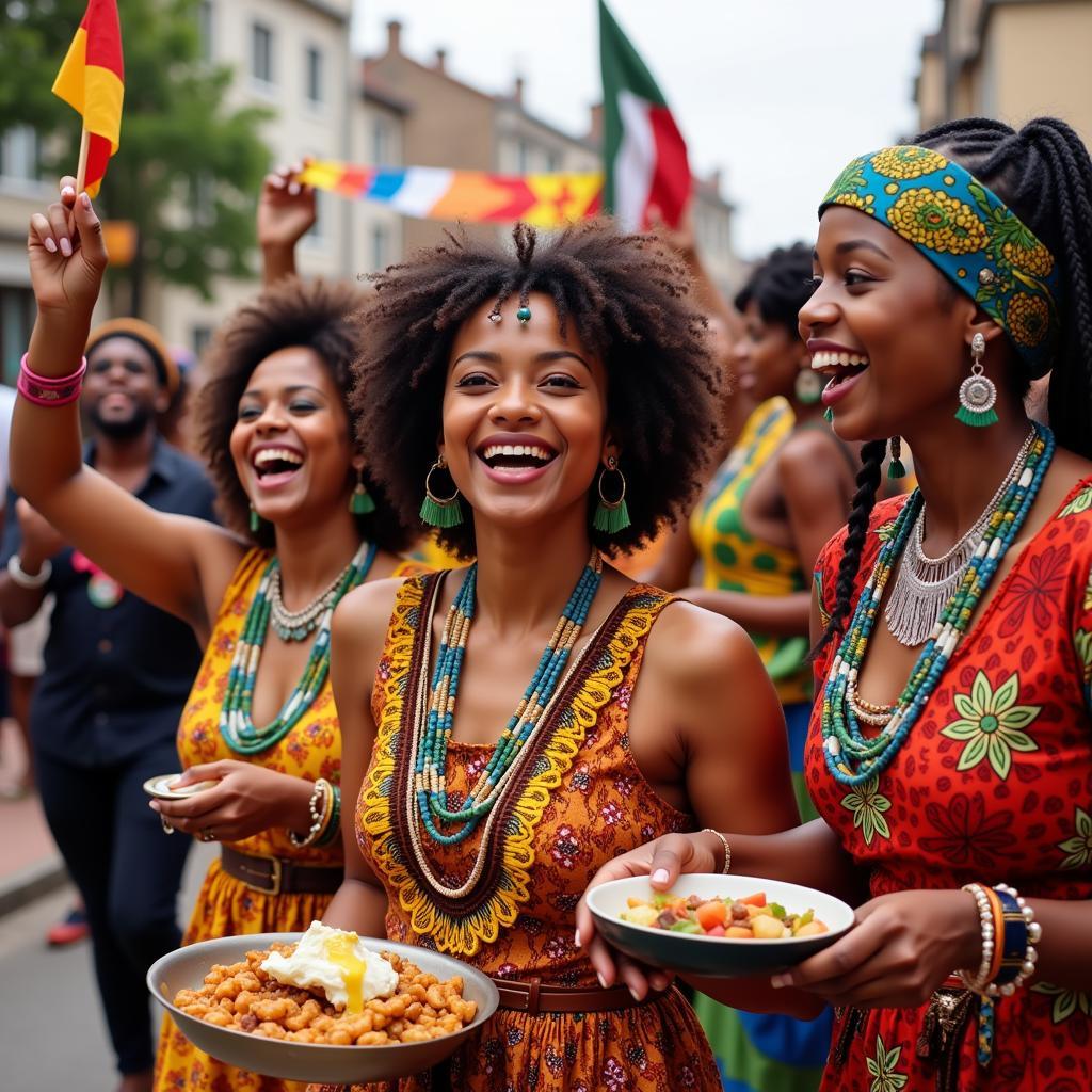 African immigrants celebrating a cultural festival