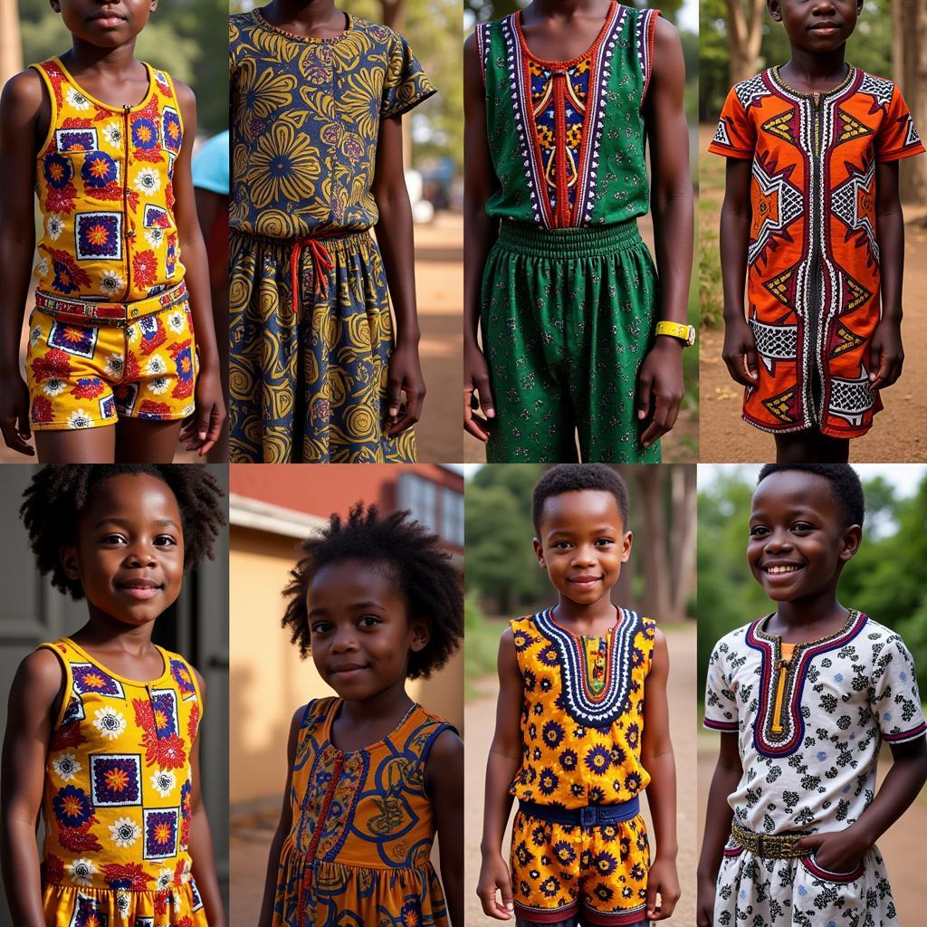 African children's clothing with symbolic patterns and colors