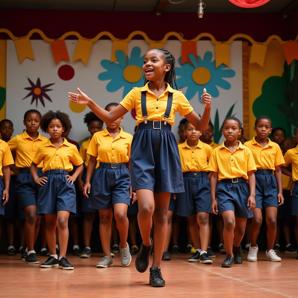 African Kids Dancing in a School Performance