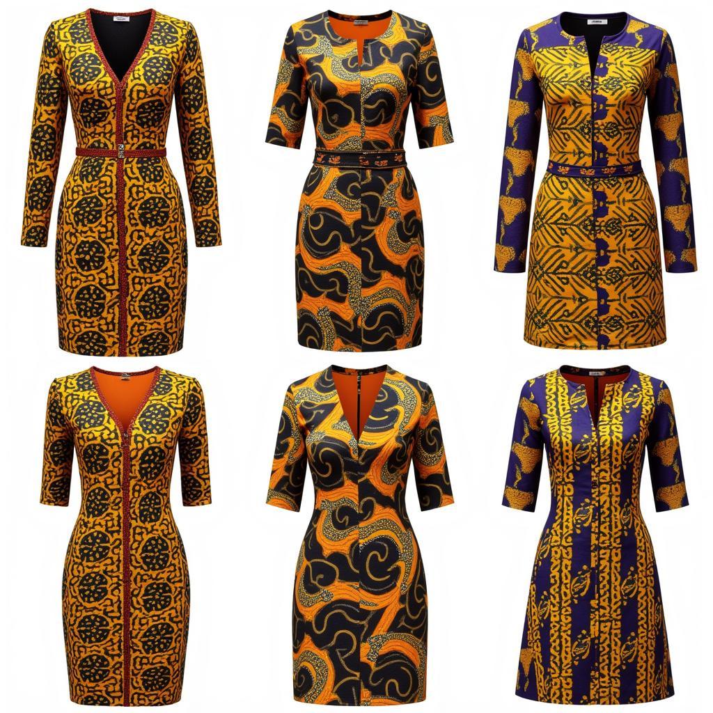 Showcasing different styles of African kitenge short dresses.