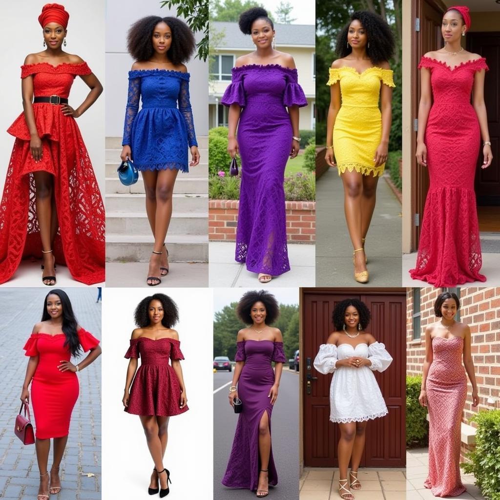 Aso Ebi styles showcasing colorful and diverse African lace short dresses.