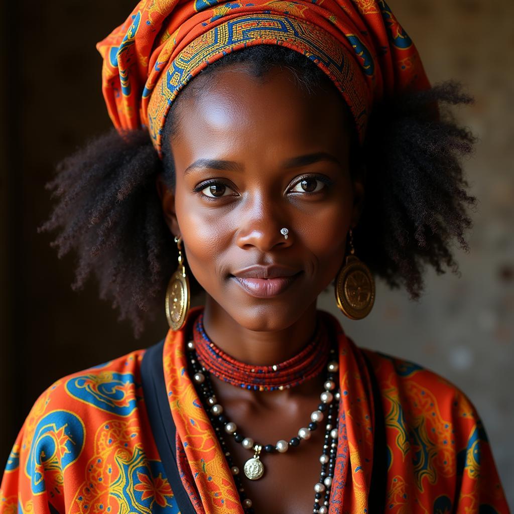 Portrait of an African Lady in Traditional Attire