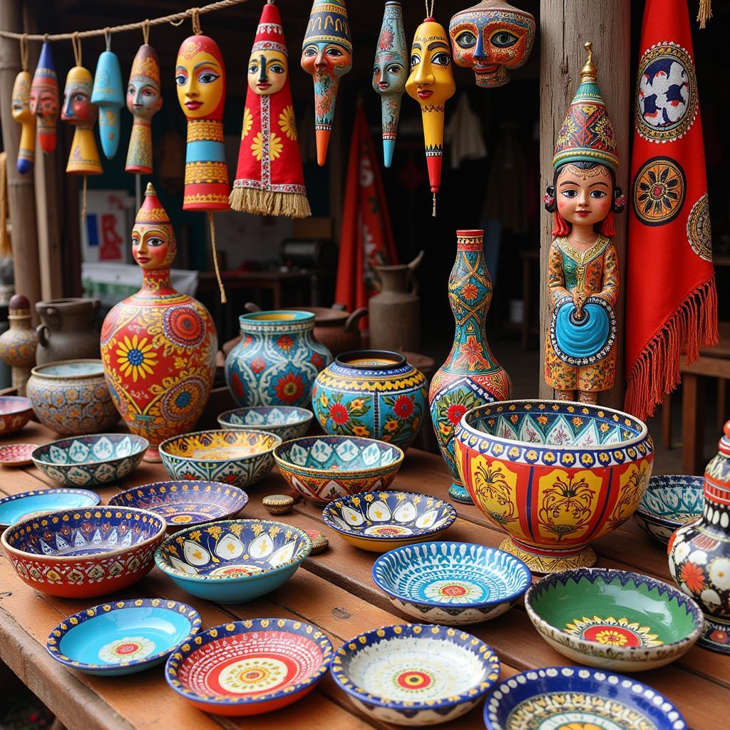 African Market Display of Painted Crafts