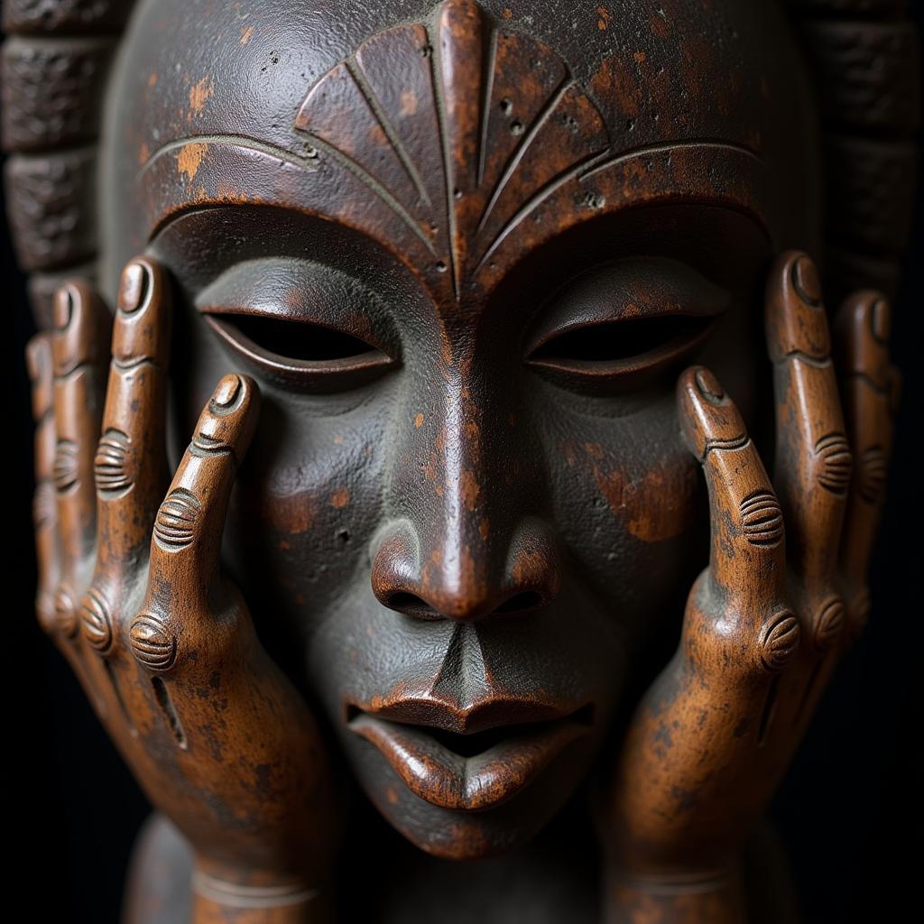 African Mask with Hand Motif