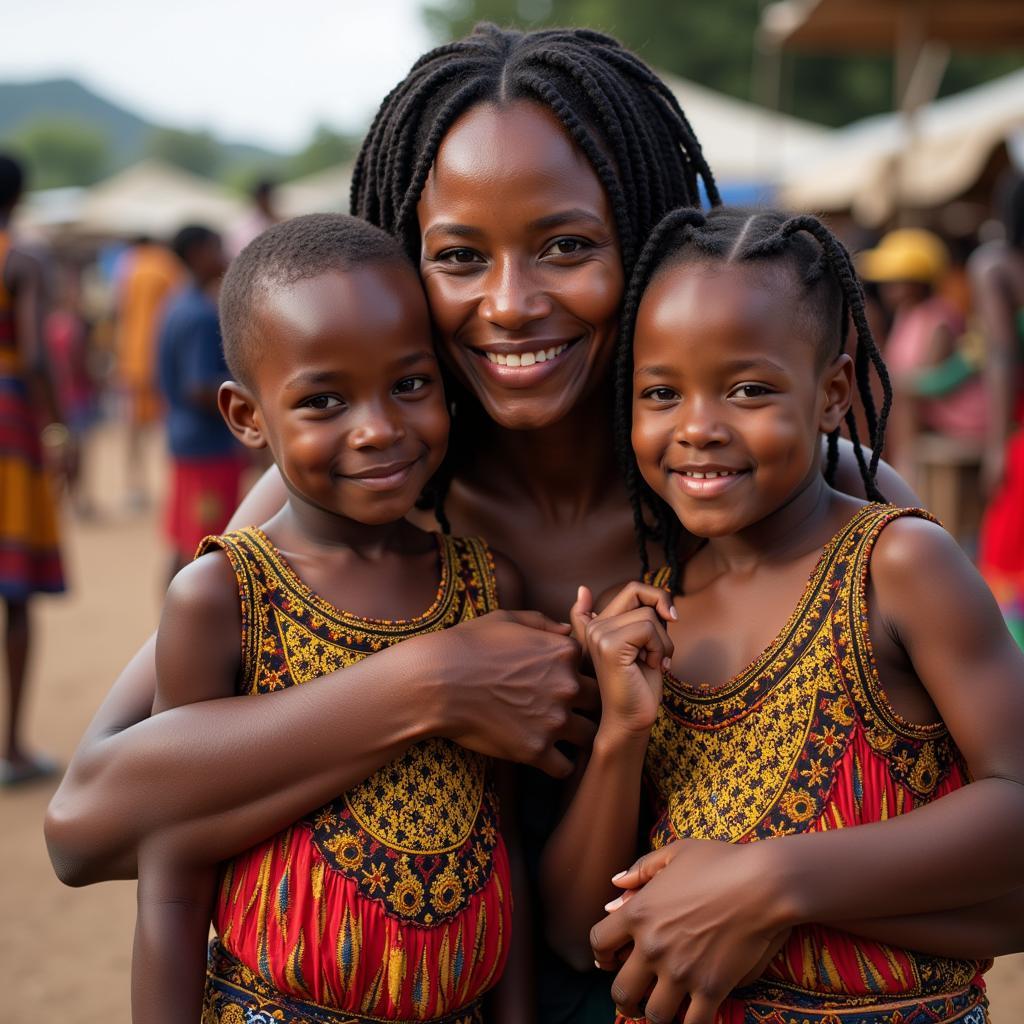 African Mother with Her Two Sons