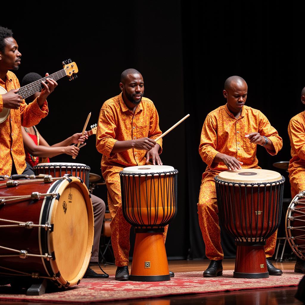 African Musicians Playing Traditional Instruments