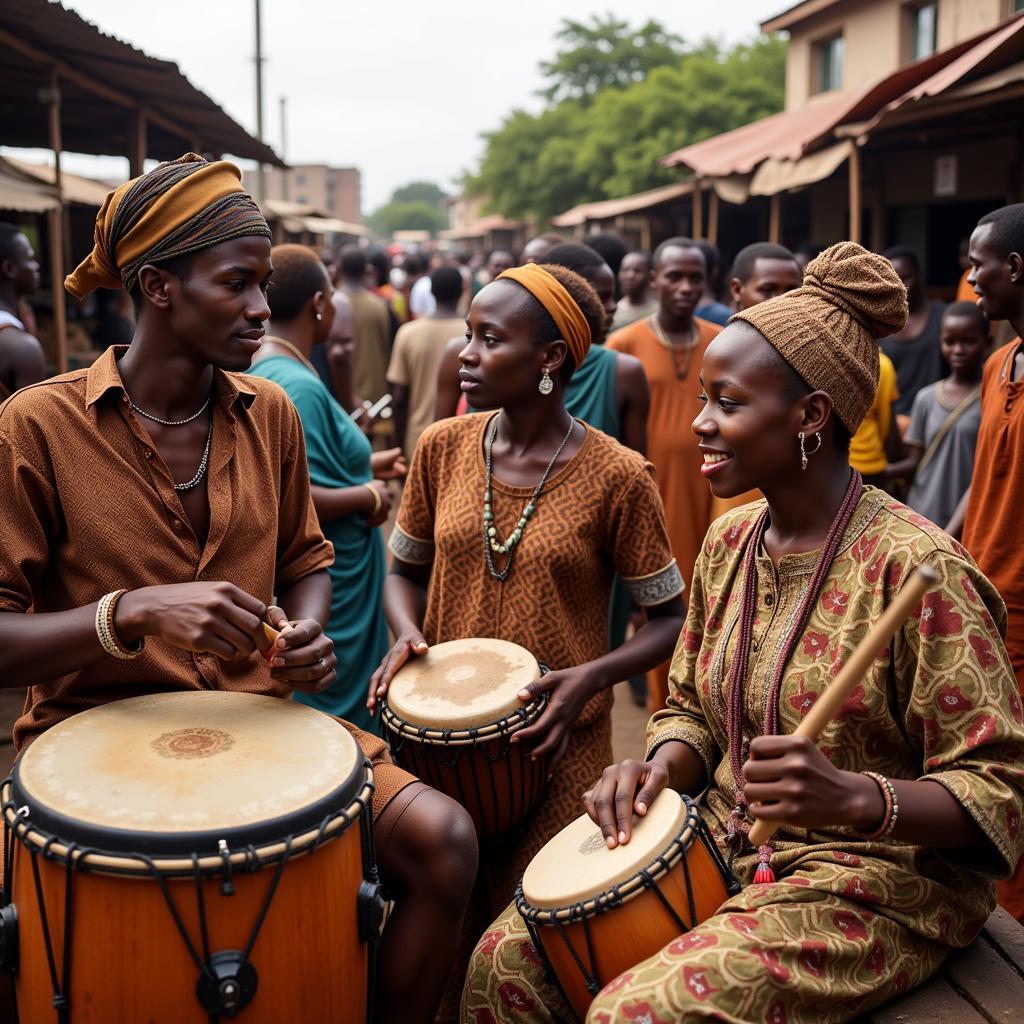 African Musicians Playing Traditional Instruments