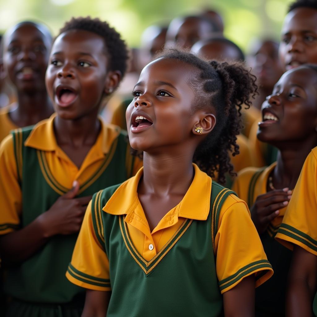 African School Children Singing National Anthem