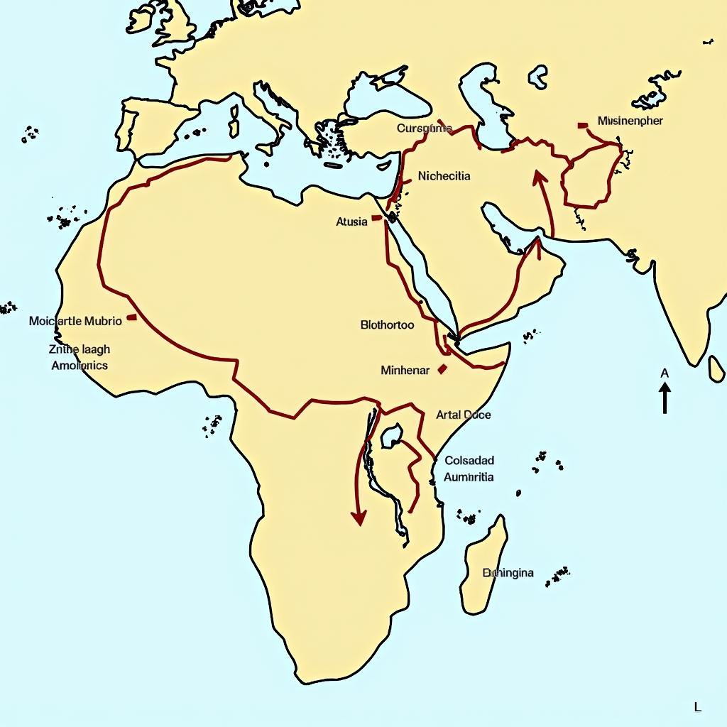 Map of Early Human Migration out of Africa