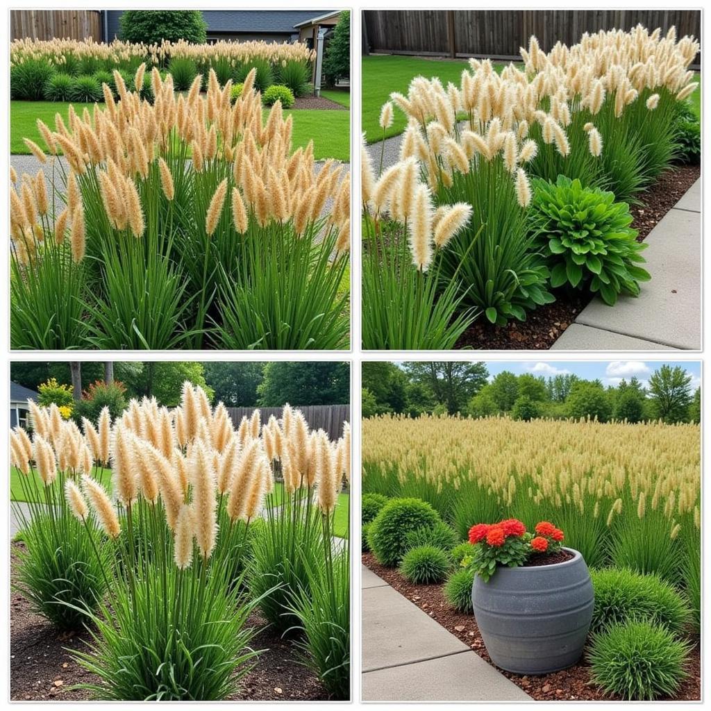 Examples of African Pennisetum used in different landscape designs.