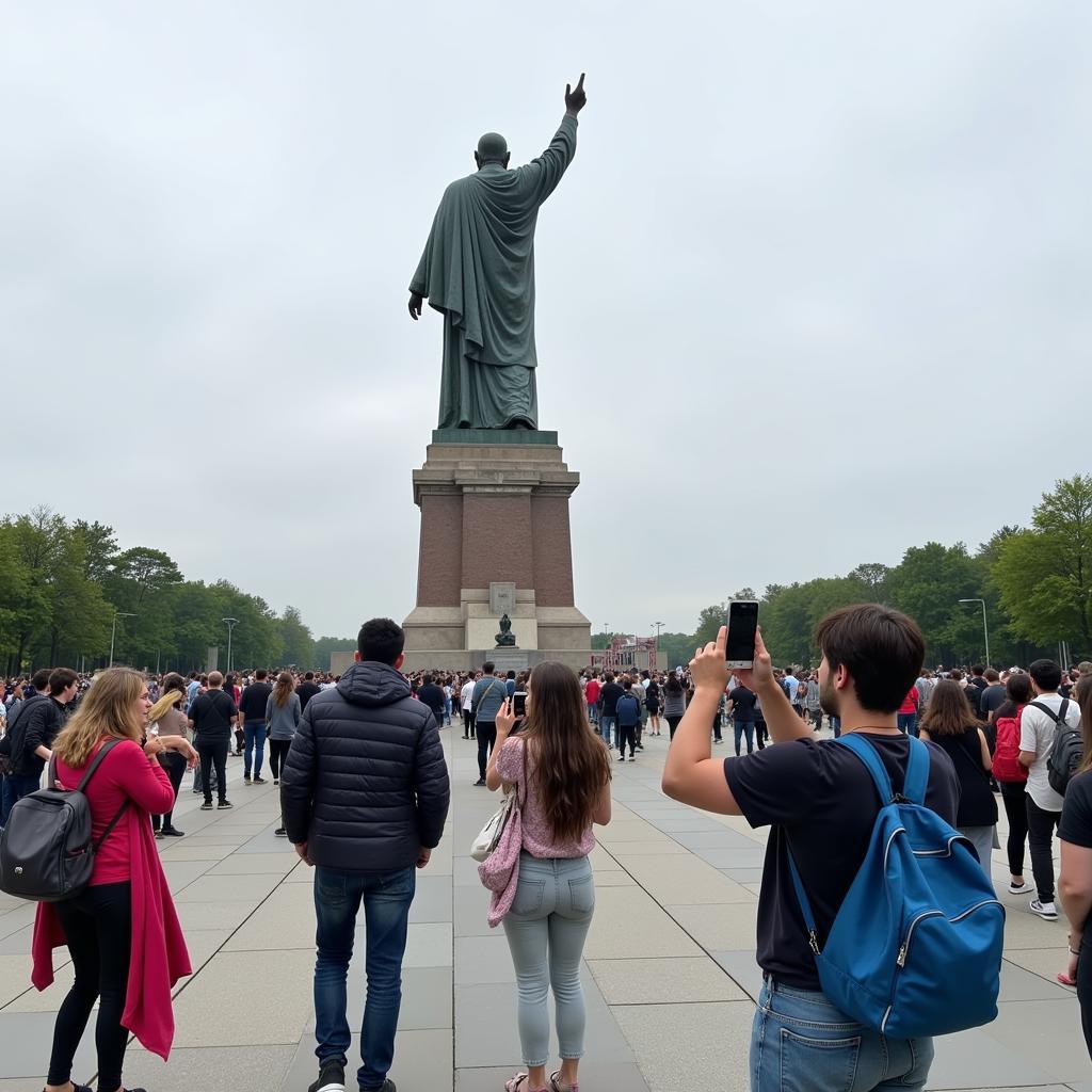 Tourists visiting the African Renaissance Monument in Senegal