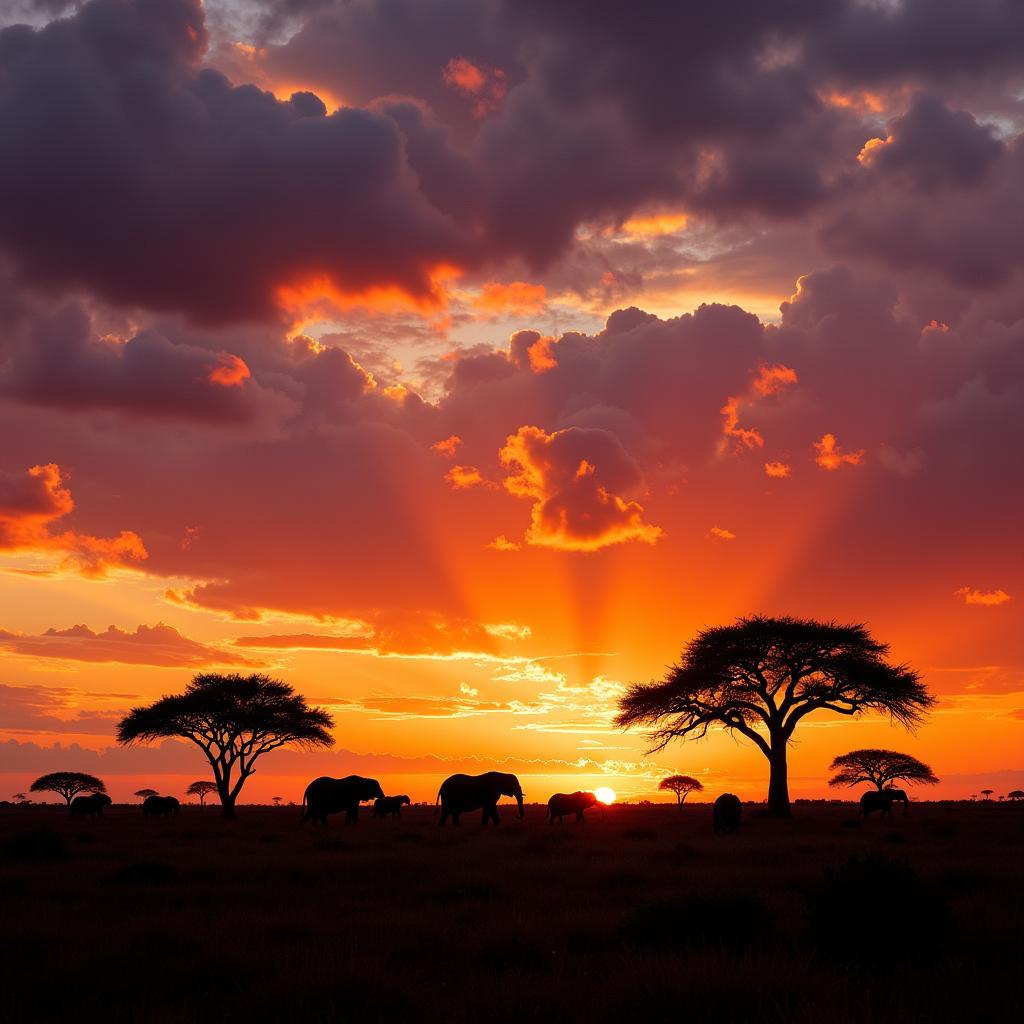 African Safari Sunset Landscape