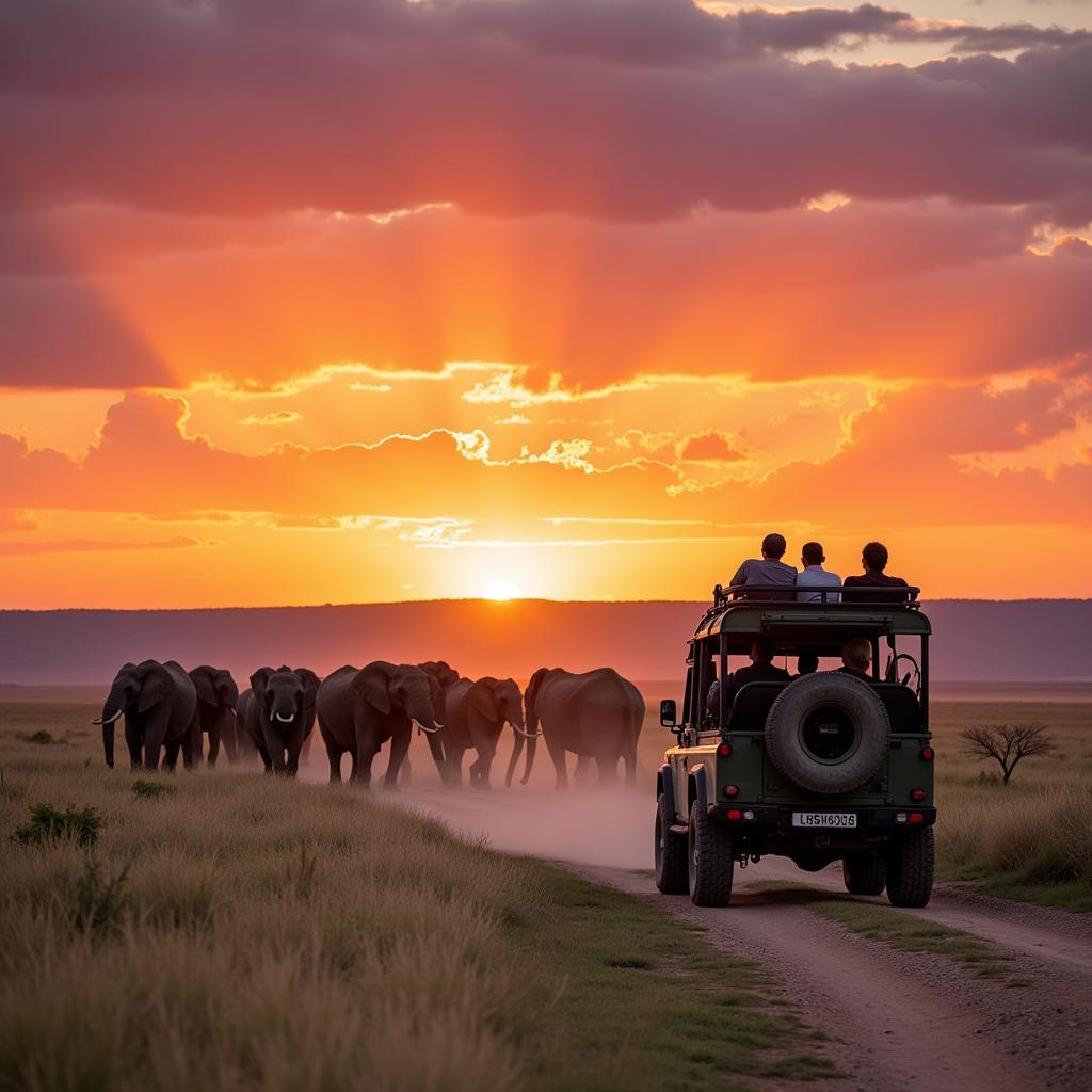 Witnessing a Majestic Elephant Herd on an African Safari Tour