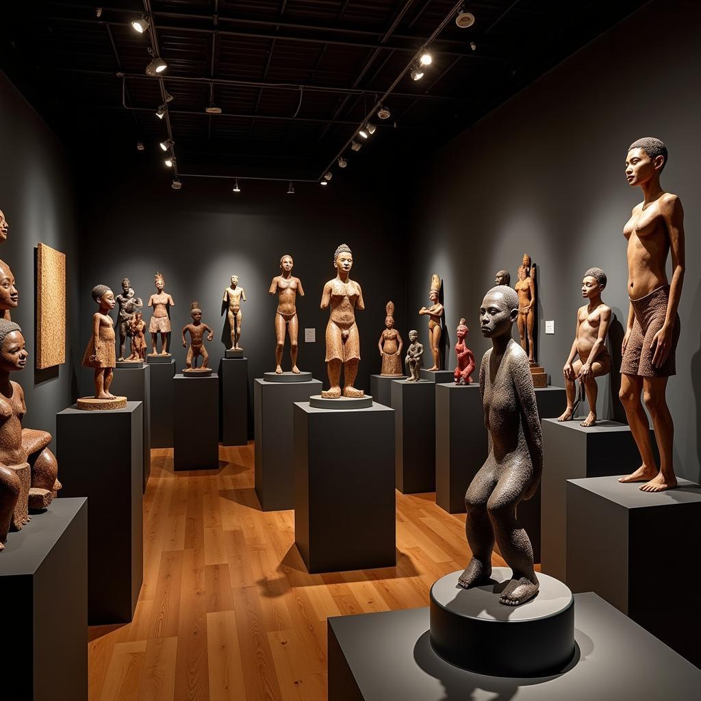 African sculpture exhibition in a London gallery