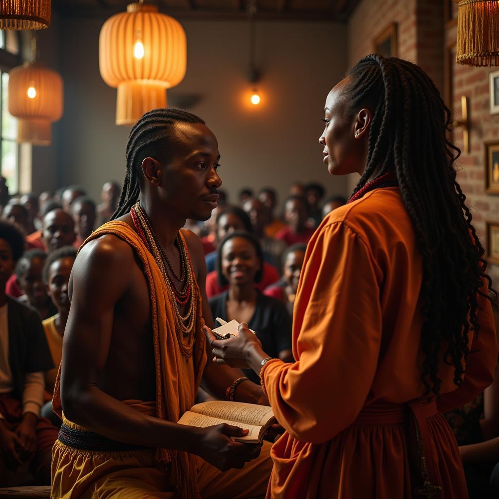 African Storyteller Captivating an Audience