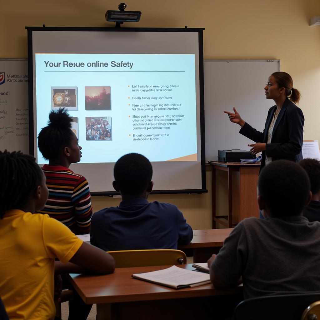 African Students Participating in an Online Safety Workshop