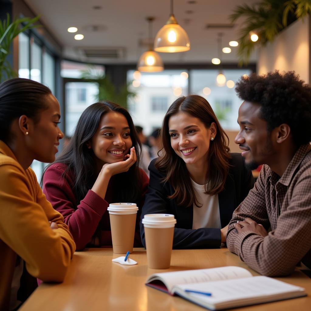 African students socializing with Indian students