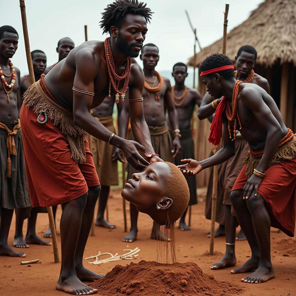 African tribal ritual involving a head ceremony