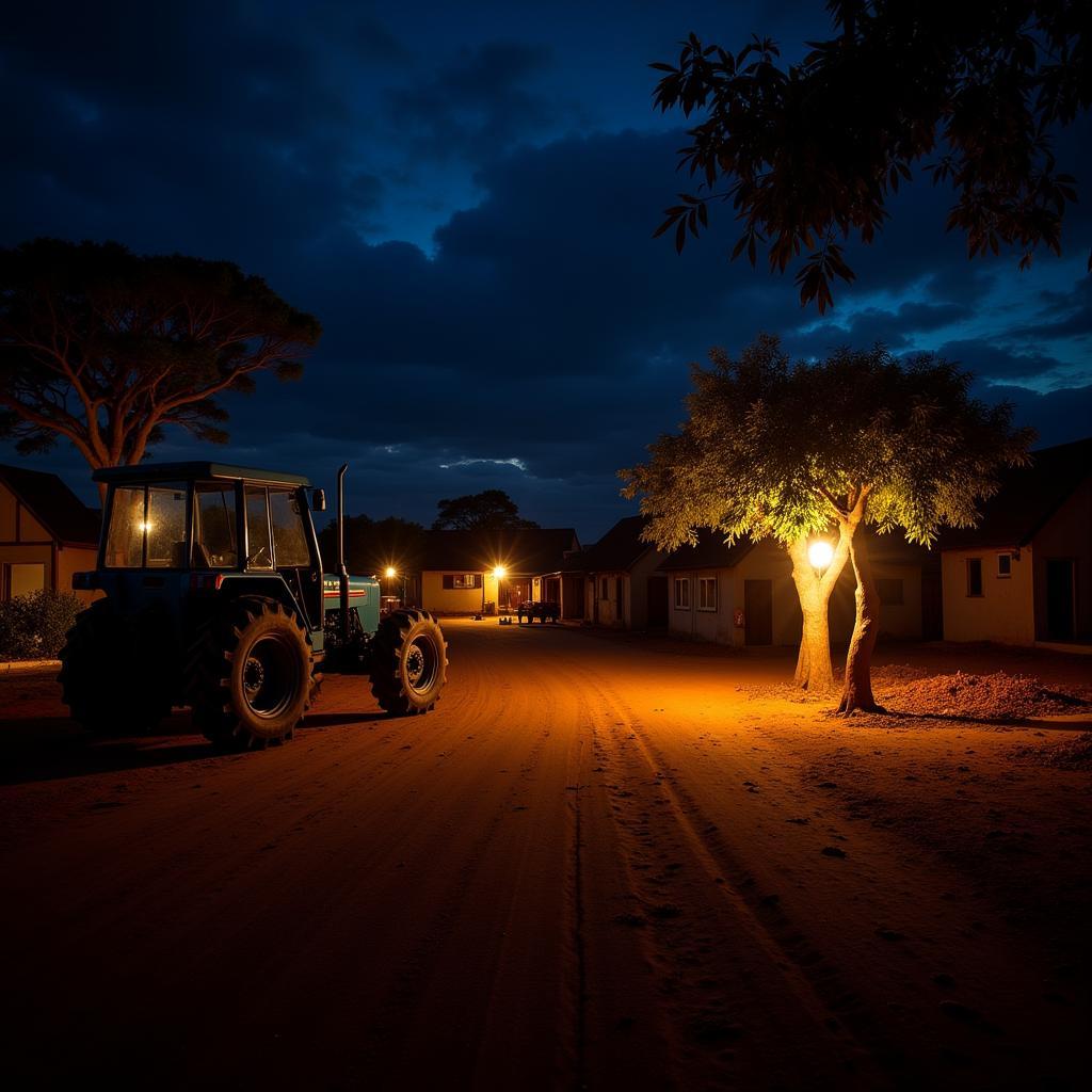 An African village powered by repurposed tractor wiring.