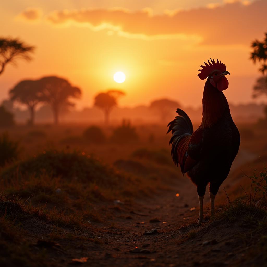 African Village: Rooster Crowing