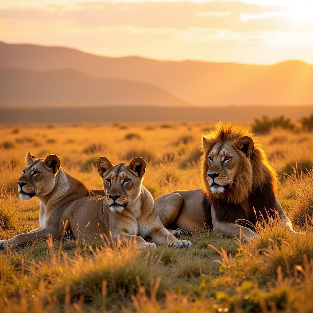 African Wildlife: A Pride of Lions in the Savannah