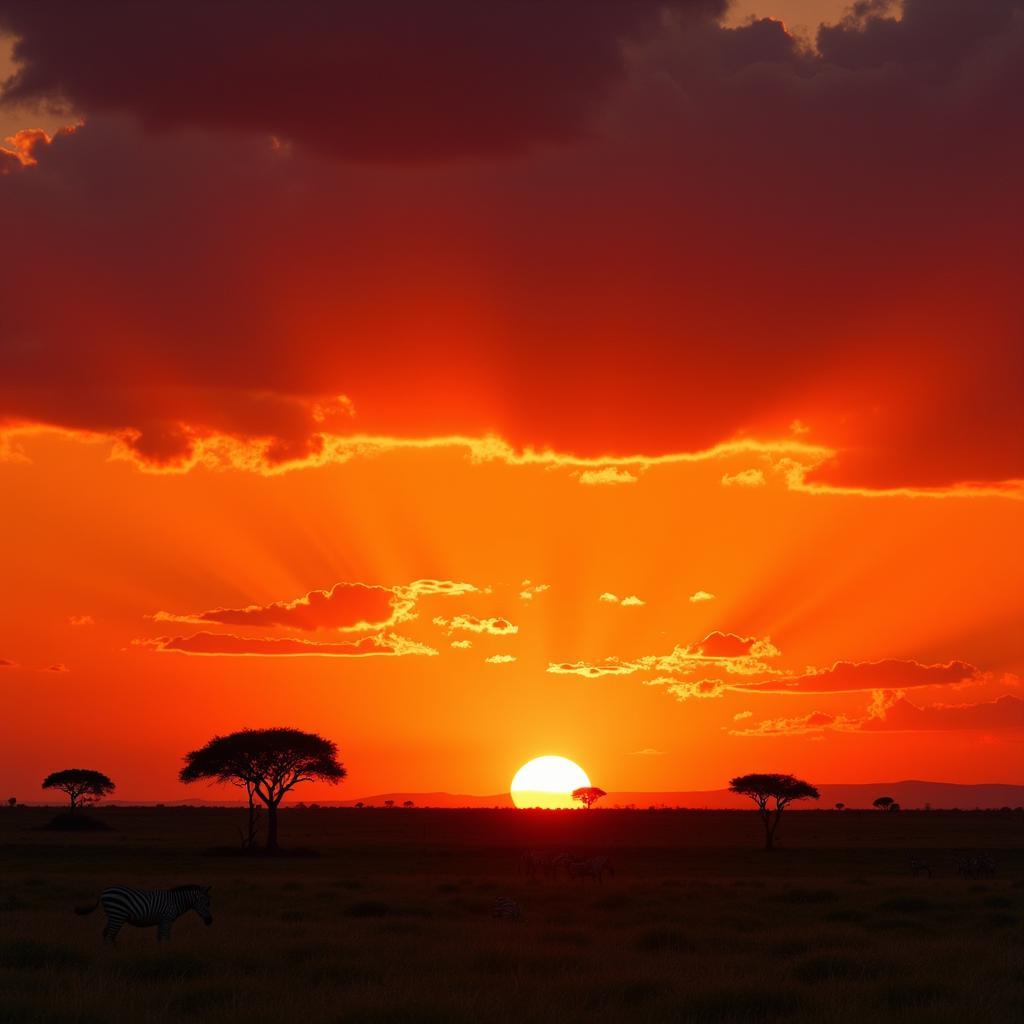 African Winter Sunset in the Savanna