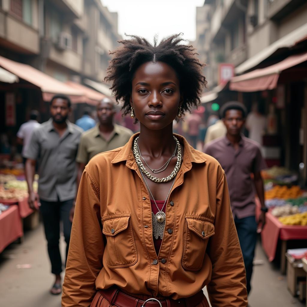 An African woman navigating the streets of Bangalore