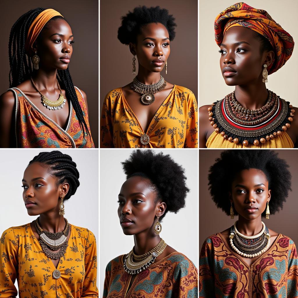 African Women Showcasing Traditional Clothing and Jewelry