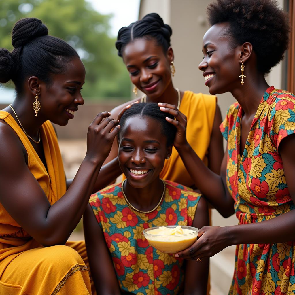 African Women Using Traditional Beauty Products